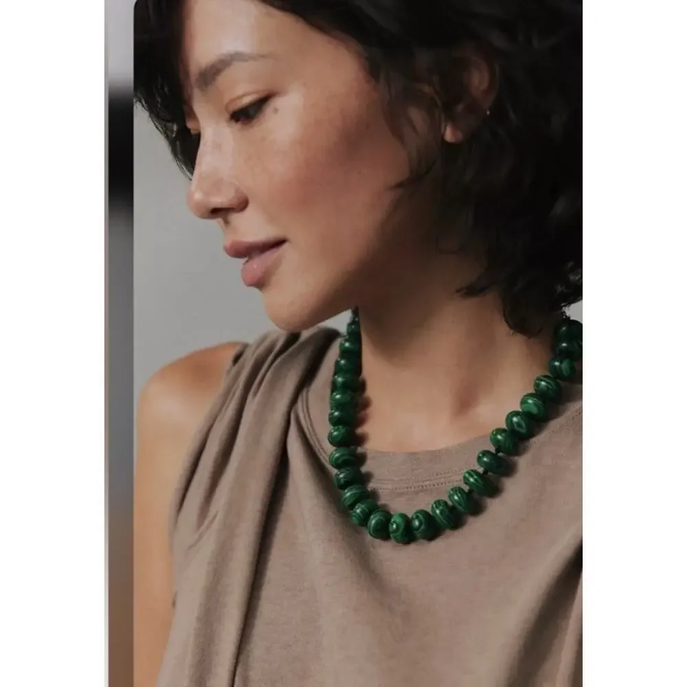 New Free People Stone Choker Necklace Sabrina stone western boho chain Green